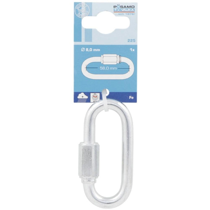 Posamo 10mm zinc-plated steel quick link with threaded sleeve, secure connection – available at Keans Claremorris.