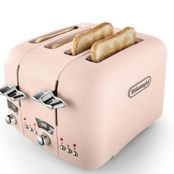DeLonghi Argento Flora Pink Toaster with sleek design, 2-slice capacity – available at Keans Claremorris