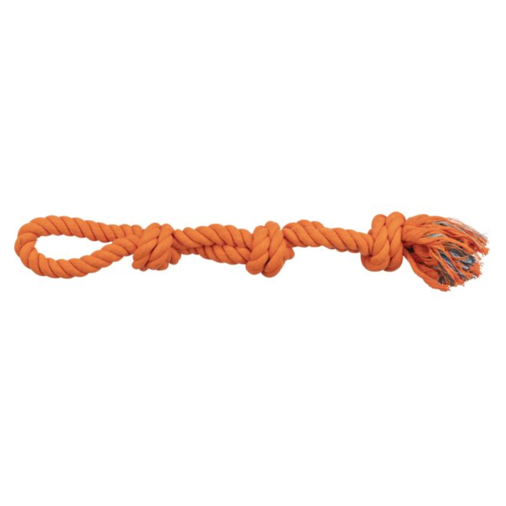 Denta Fun Rope Double 60cm orange cotton dog toy for dental care, gum massage, and fresh breath – Keans Claremorris