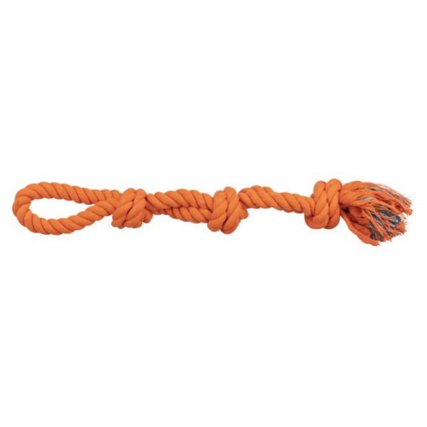 Denta Fun Rope Double 60cm orange cotton dog toy for dental care, gum massage, and fresh breath – Keans Claremorris