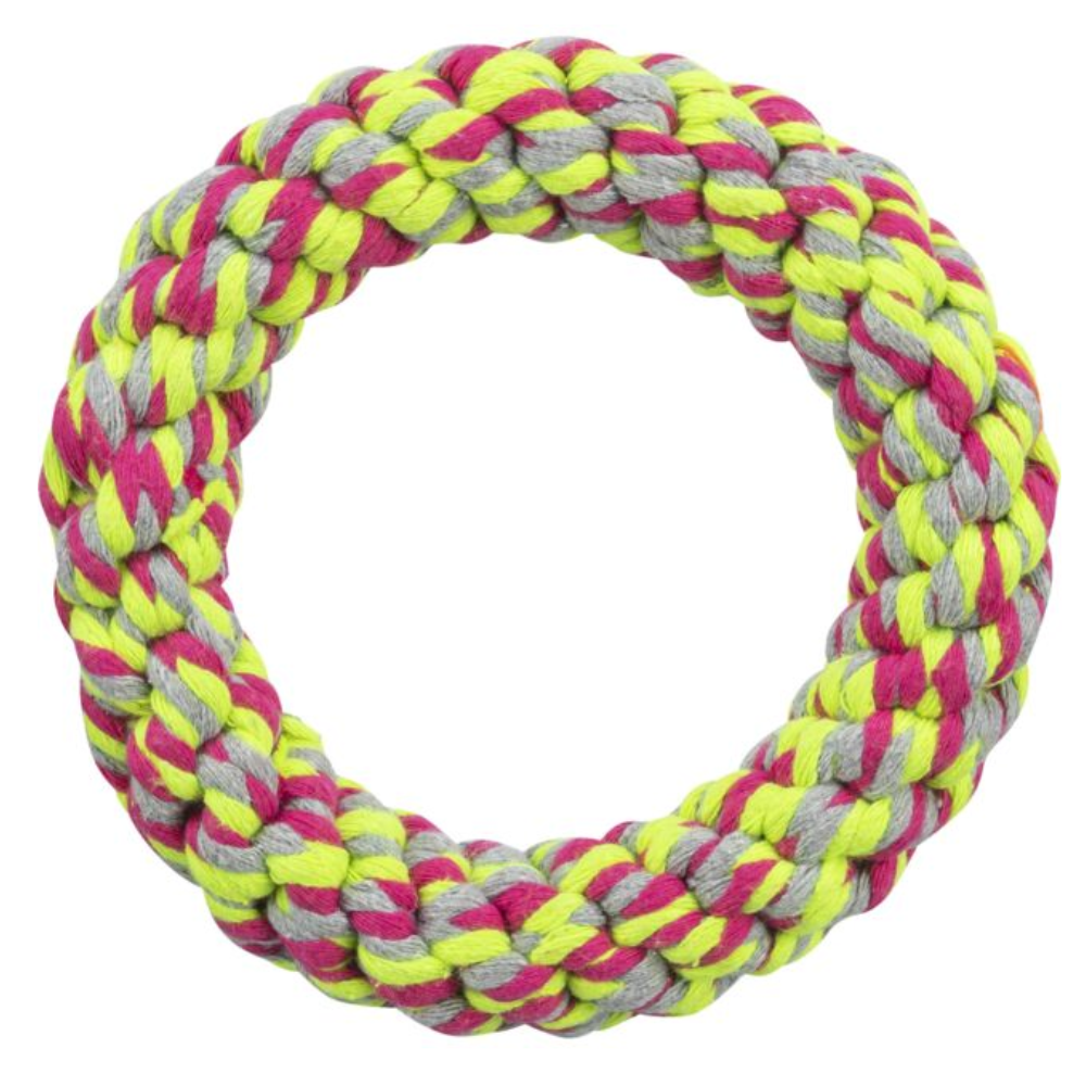 Denta Fun Rope Ring dog toy, 14cm cotton rope, massages gums, supports dental care, Keans Claremorris.