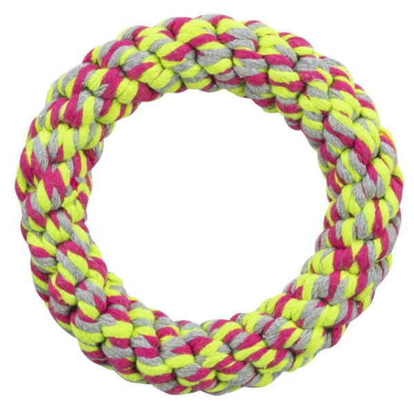 Denta Fun Rope Ring dog toy, 14cm cotton rope, massages gums, supports dental care, Keans Claremorris.