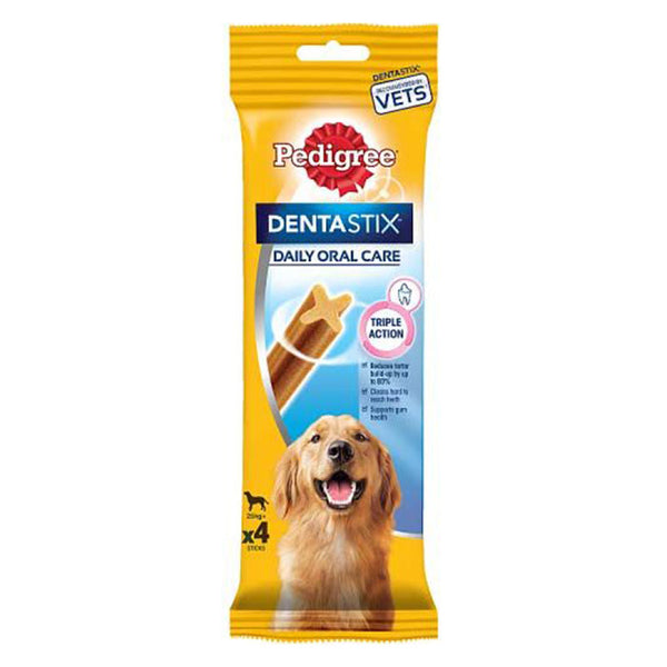 Pedigree Dentastix Large - dental treats for big dogs 25+kg, reduces plaque 80%, 4 sticks pack | Keans Claremorris
