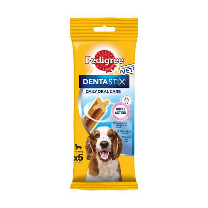 Pedigree Dentastix Fresh Medium 5-pack for dogs 10-25kg, reduces plaque 80%, freshens breath - Keans Claremorris