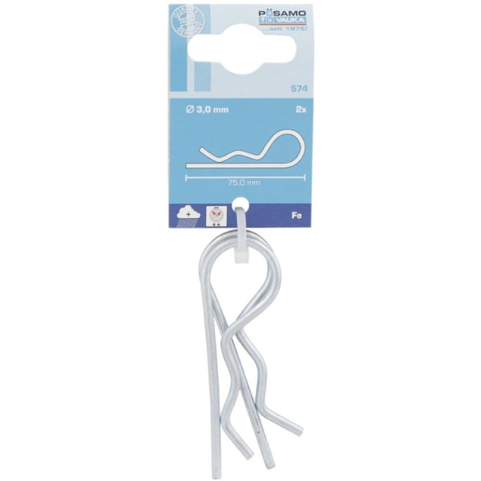 Posamo 3.0mm zinc plated steel spring cotter pin, DIN 11024, secures round shafts and axles – Keans Claremorris.