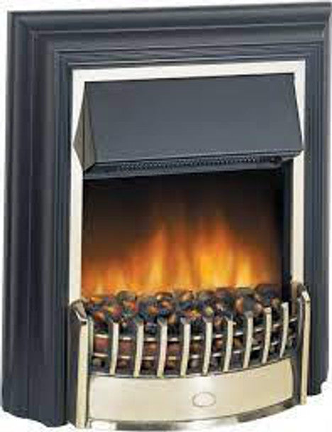 DIMPLEX Cheriton XLED electric fireplace with remote, thermostat, black/brass finish – bulbs for life | Keans Claremorris