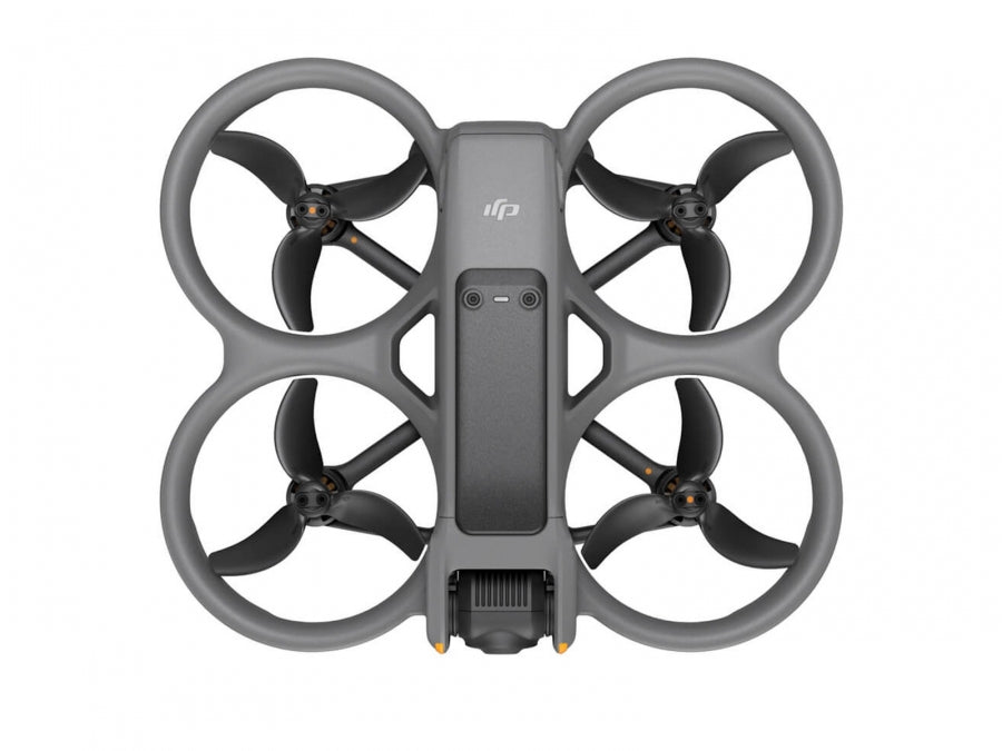 Top view of DJI Avata 2 drone showing four propellers and central body with camera and sensors