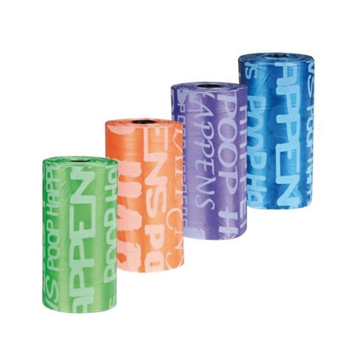 Dog Pick Up Poo Bags Medium 8 Rolls, 20 bags per roll, plastic letter print, fits all dispensers - Keans Claremorris