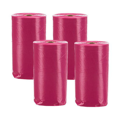 Pink rose-scented dog poop bags, 4 rolls of 20, plastic, fits all dispensers – Keans Claremorris store.