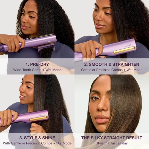 Shark SilkiPro Hair Straightener & Dryer 2-in-1 – Plum Satin | HT401UKPU - Image 3