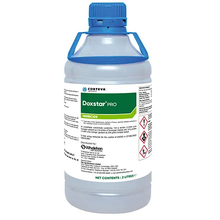Doxstar Pro 2L herbicide for docks, dandelion control on grassland, fast-acting, long-lasting, sold by Keans Claremorris.