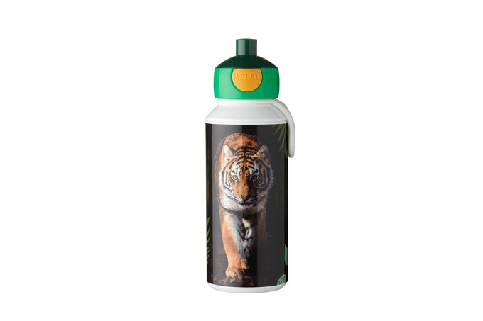 Mepal 400ml Wild Tiger pop-up drinking bottle, leakproof, child-friendly, dishwasher safe – available at Keans Claremorris.