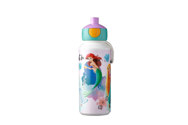 Mepal 400ml Disney Princess pop-up drinking bottle, leakproof, child-friendly, dishwasher safe – available at Keans
