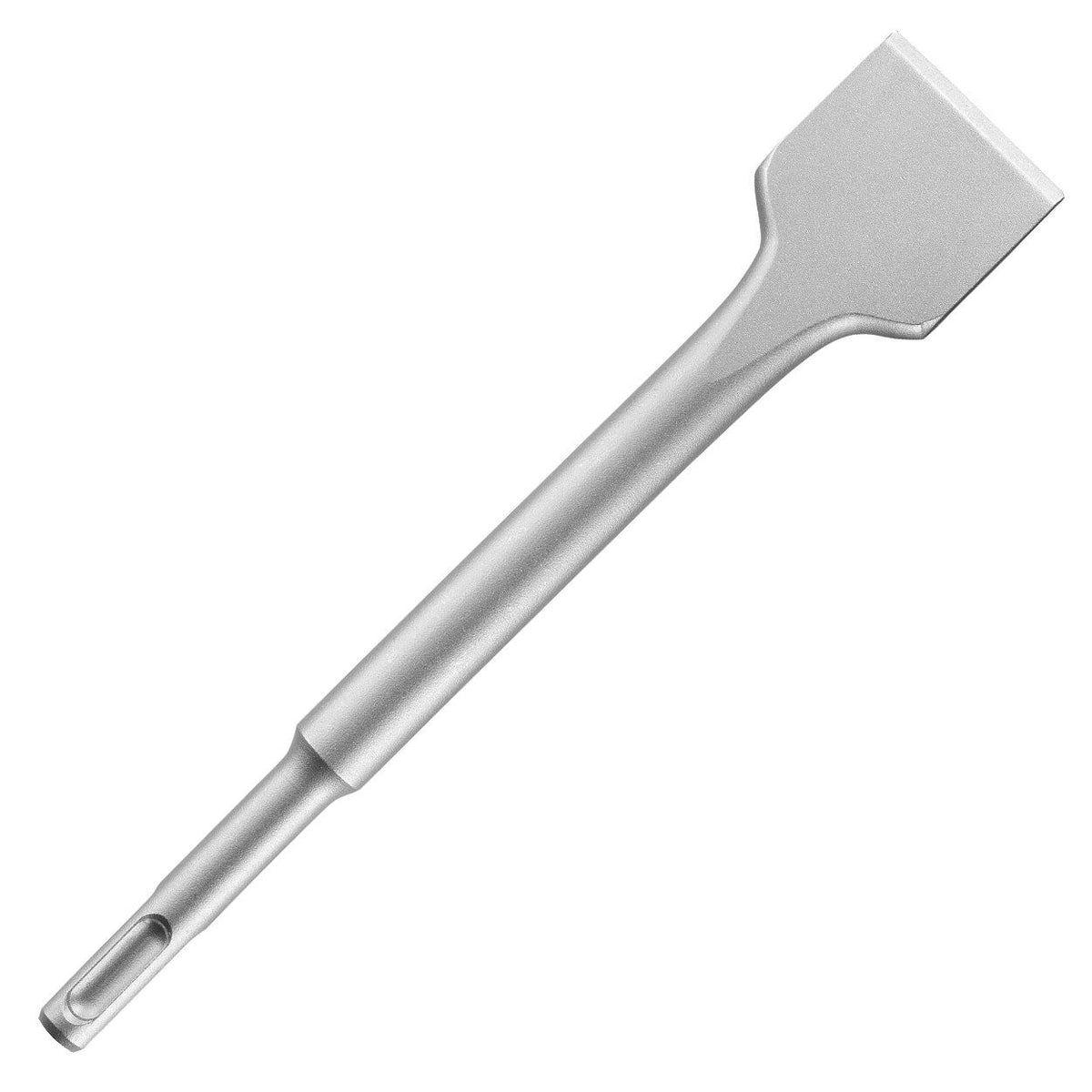 DeWalt SDS Plus flat chisel with 40mm wide blade and 250mm length, silver heat-treated steel finish.