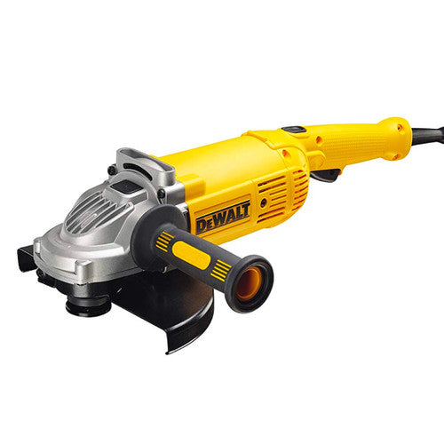 DeWalt 230mm Angle Grinder with abrasion protected motor, two-position handle, spindle lock – available at Keans Claremorris.