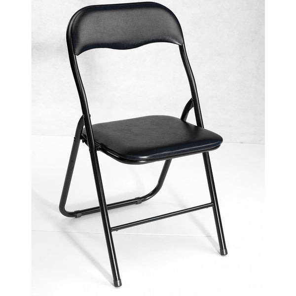 Folding Padded Chair Black with PVC seat and back, steel powder-coated frame, 44x46x78cm – Keans Claremorris