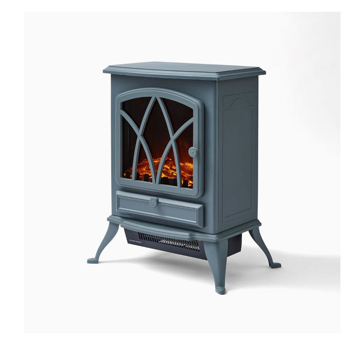 Stirling 2KW Electric Fireplace Heater Grey with adjustable flame, thermostat, 2 heat settings – Keans Claremorris