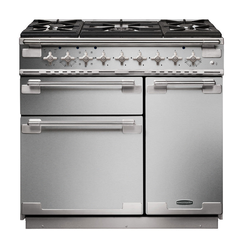 Rangemaster Elise 90CM Dual Fuel Range Cooker with oven and gas hob, available at Keans Claremorris