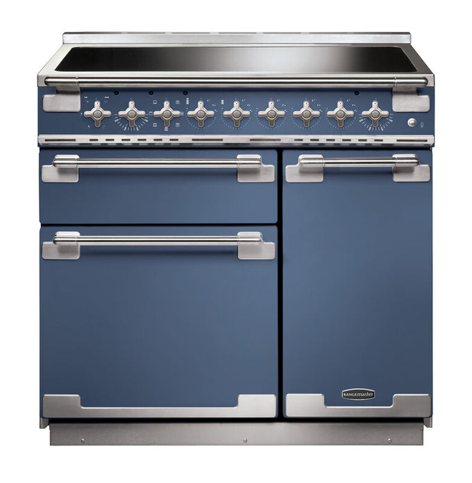 Rangemaster Elise 90CM induction range cooker with double oven, sleek black finish – available at Keans Claremorris