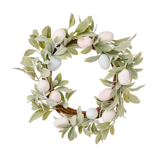 Eucalyptus Wreath with Flocked Eggs 45cm - Image 1