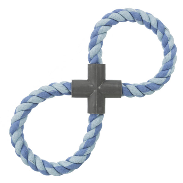 Denta Fun Tugger Figure of Eight 35cm dog toy with cotton rope, gum massager, plastic handle – Keans Claremorris