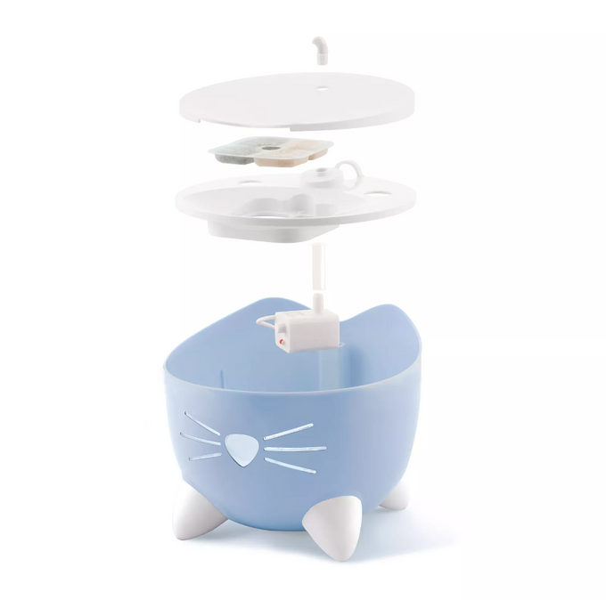 Catit Pixi Fountain Light Blue pet water fountain for cats, efficient hydration, available at Keans Claremorris