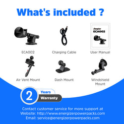 Energizer 15W Magnetic Qi In-Car Charger Dual Charging