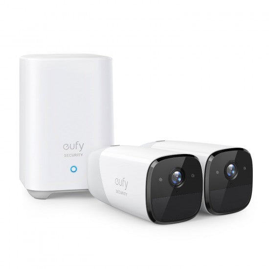 EUFY eufyCam 2 - 2 Cam Kit with HomeBase 2, 1080p, night vision, 1-year battery, AI human detection, weatherproof - Keans