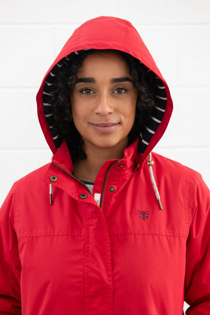 Eva Ladies Red Coat -20- Stylish warm outerwear for women, available at Keans Claremorris.