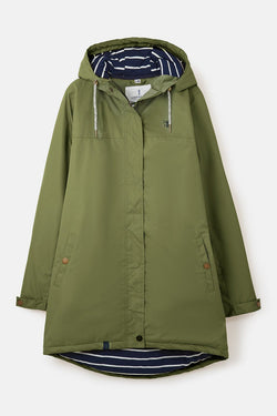 Eva Long Ladies Coat in Olive Green, stylish and warm outerwear from Keans Claremorris.