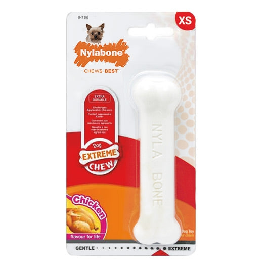 Nylabone Extreme Chew Chicken Medium dog toy, durable nylon, chicken flavor, cleans teeth, controls plaque – Keans