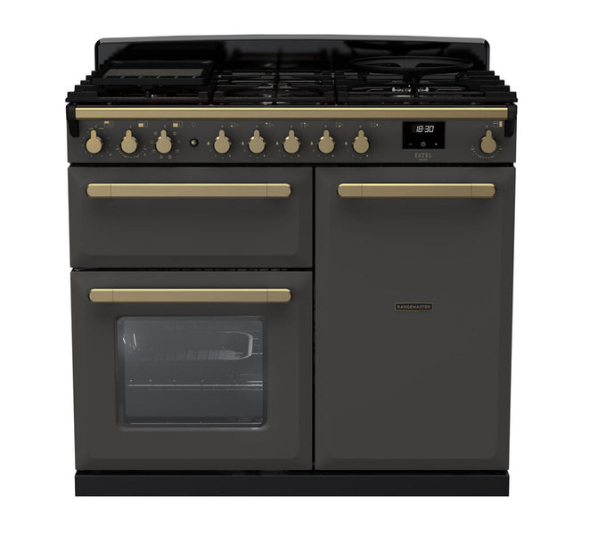 Rangemaster Dual Fuel Estel Deluxe 100cm Antique Brass Trim - Image 2