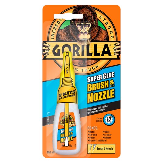 Gorilla Brush & Nozzle with precision tip and fine bristle brush for fast, mess-free super glue application – Keans