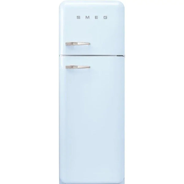 Smeg 60cm 50s Style Right Hand Hinge Freezer over Fridge Pastel Blue Blue