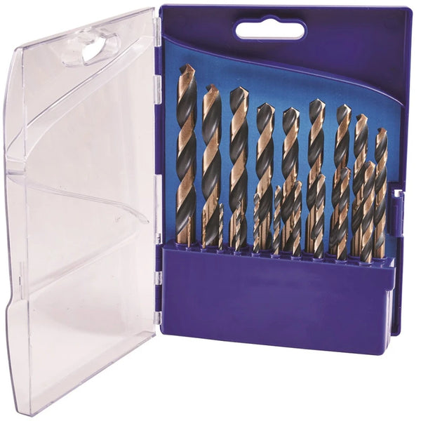 Faithfull 19pc HSS drill bit set for metal, wood, plastic with black oxide coating in storage case - Keans Claremorris