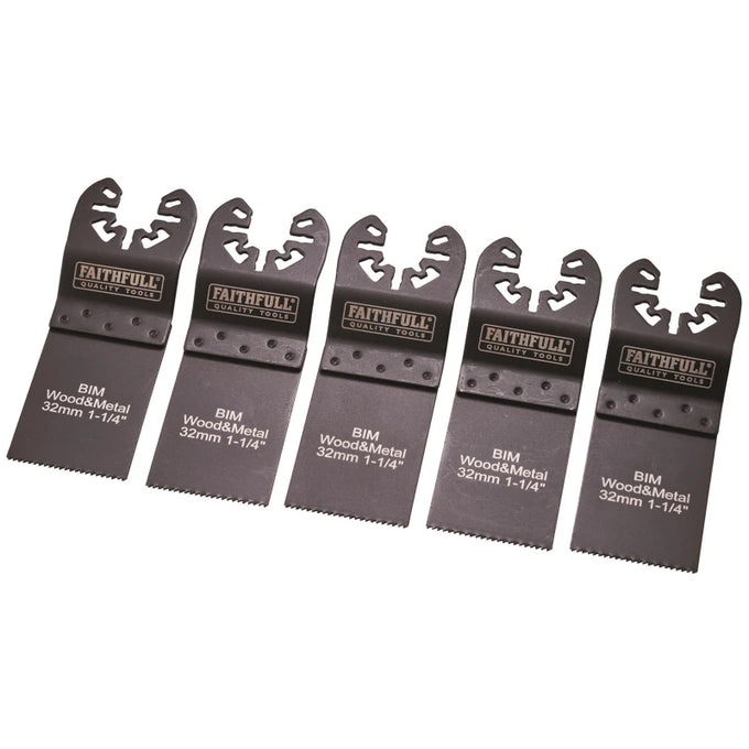 Faithfull FAIMFWM32B 32mm Bi-Metal Multi Tool Saw Blades 5pk - Durable Cutting Blades | Keans Claremorris