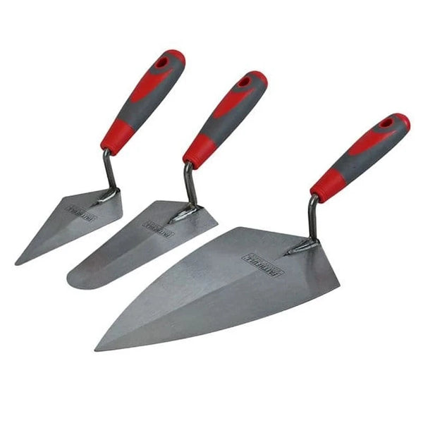 Faithfull 3-piece soft grip brick trowel set with durable carbon steel blades for masonry work – Keans Claremorris