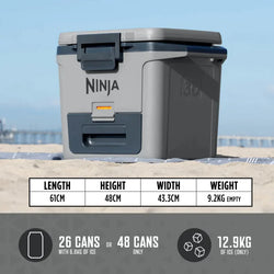 Ninja FrostVault 28L Hard Cooler in Slate Grey with Dry Zone, durable insulated cooler - Keans Claremorris