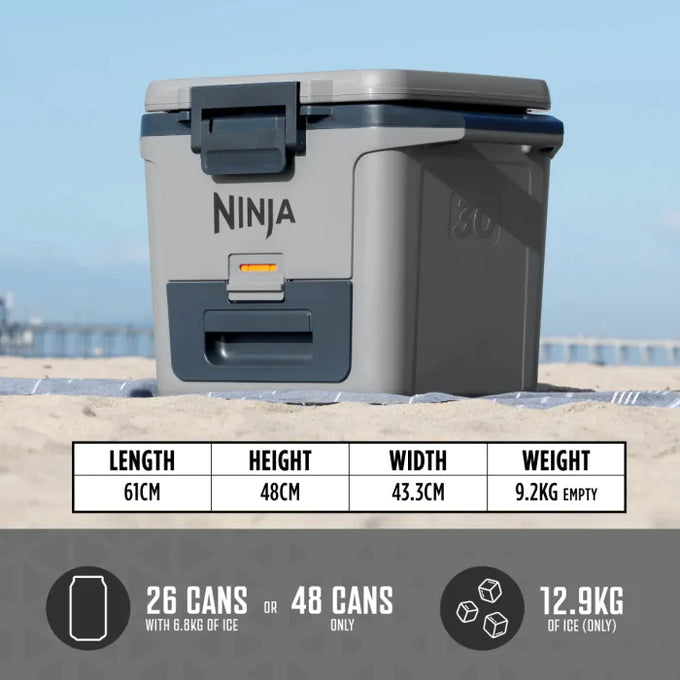Ninja FrostVault 28L Hard Cooler in Slate Grey with Dry Zone, durable insulated cooler - Keans Claremorris