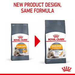 Royal Canin Hair & Skin Cat Food 400g pack for healthy coat, available at Keans Claremorris.