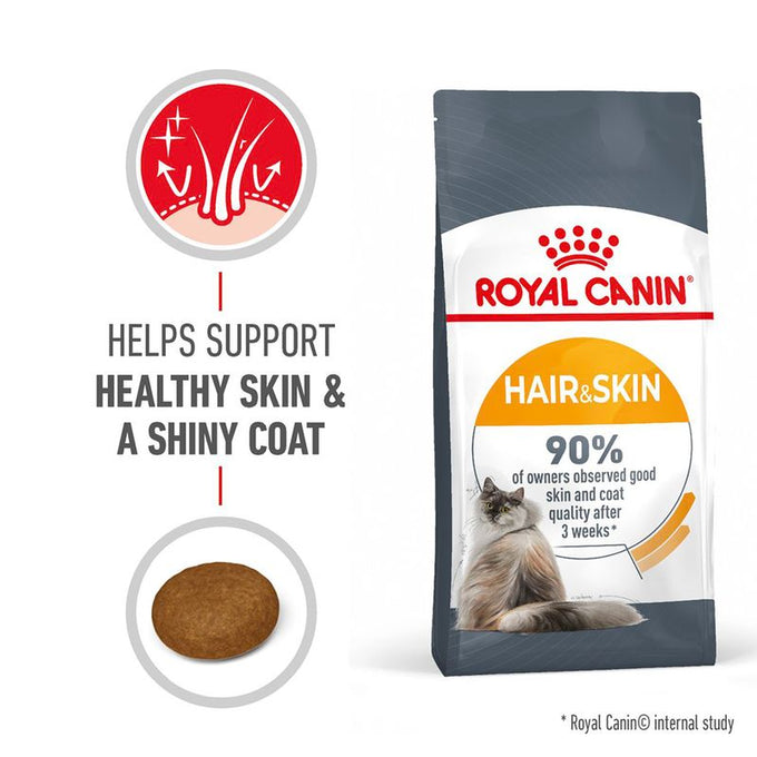 Royal Canin Hair & Skin Cat Food 400g - Nutritional support for healthy coat, available at Keans Claremorris
