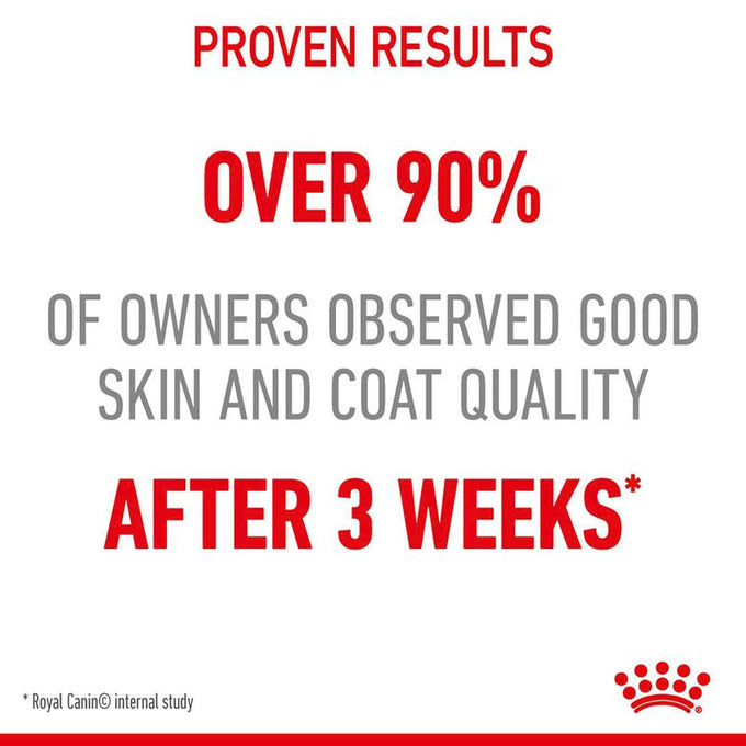 Royal Canin Hair & Skin Cat Food 400g pack for healthy coat, available at Keans Claremorris.