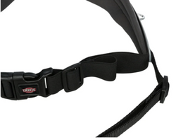 Red waist belt with lead for running dogs, hands-free leash by Keans Claremorris