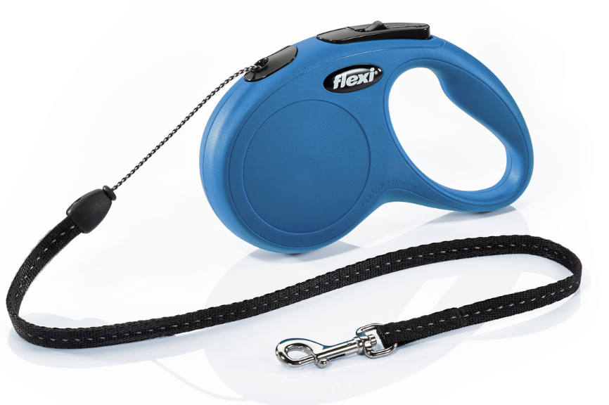 Blue Flexi New Classic Cord Small dog leash, 5m, reflective, short-stroke brake, for dogs up to 12kg | Keans Claremorris