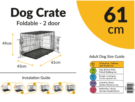 Wire Dog Crate Giant size, durable metal construction, secure locking door – available at Keans Claremorris.