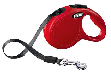Flexi Classic Tape XS 3m red retractable leash for small dogs and cats up to 12kg, lightweight with chromed snap hook –