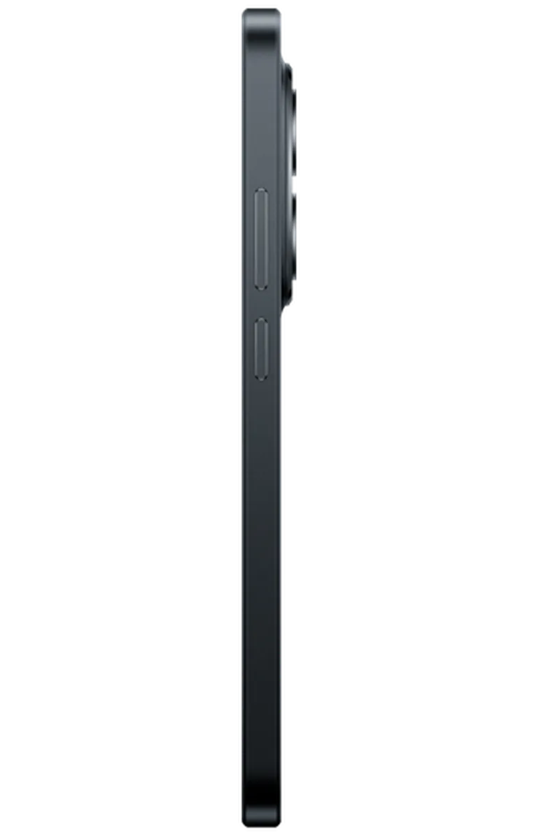 Side view of Xiaomi Redmi Note 15 Pro 5G in black showing volume and power buttons.