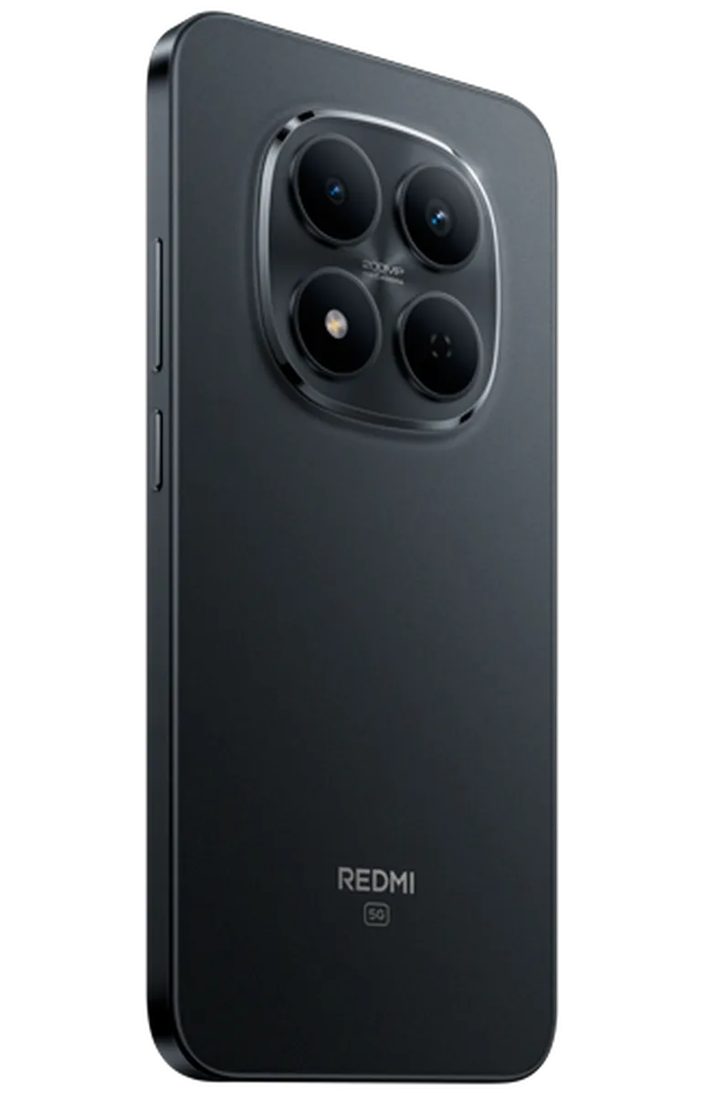 Xiaomi Redmi Note 15 Pro 5G in black, rear view showing quad camera setup and side buttons
