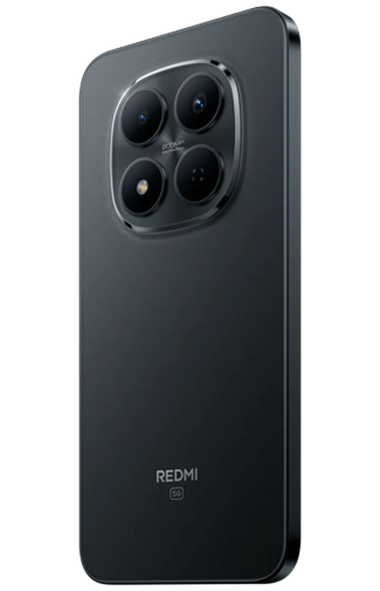 Xiaomi Redmi Note 15 Pro 5G in black, rear view showing quad camera setup and Redmi branding