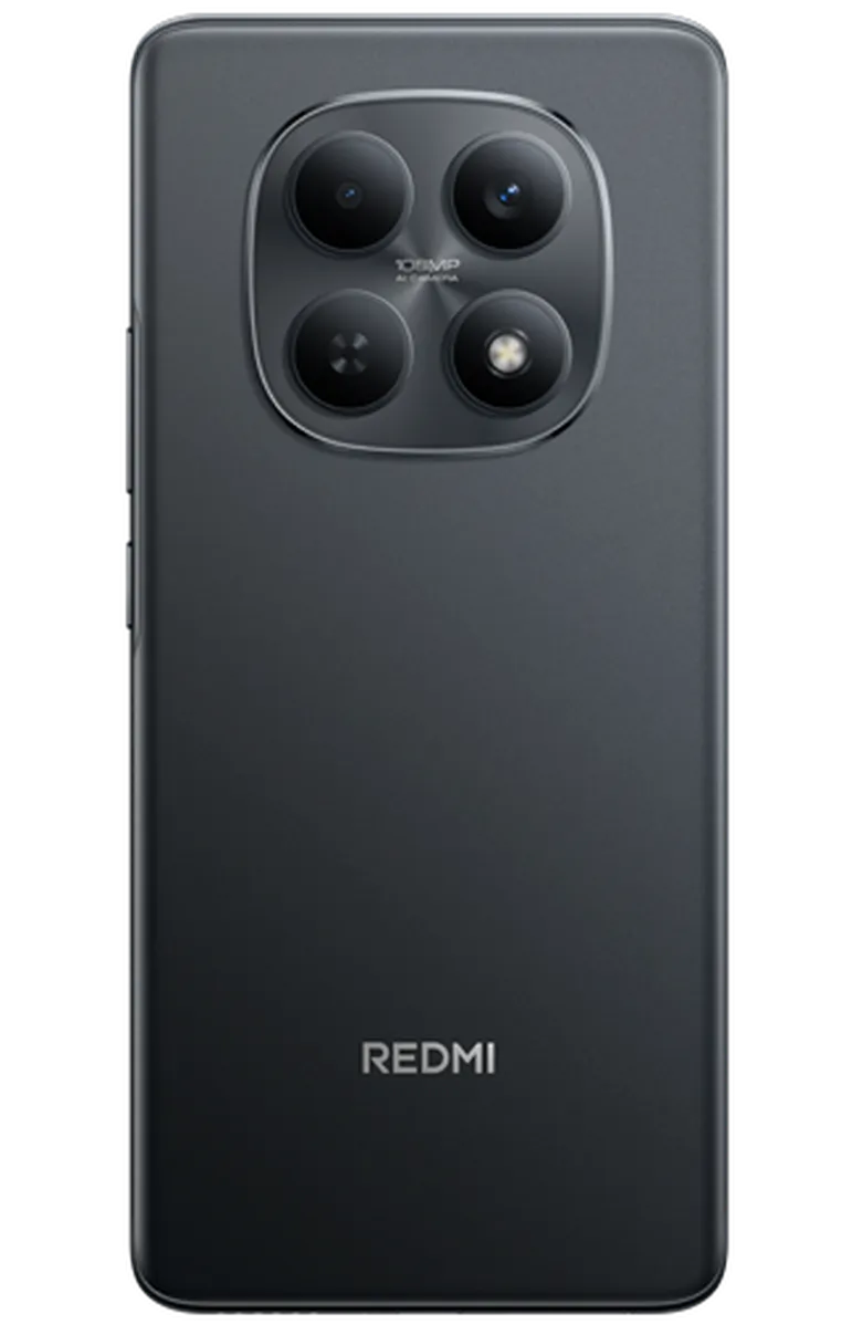 Back view of Xiaomi Redmi Note 15 Black showing quad camera setup and Redmi logo.